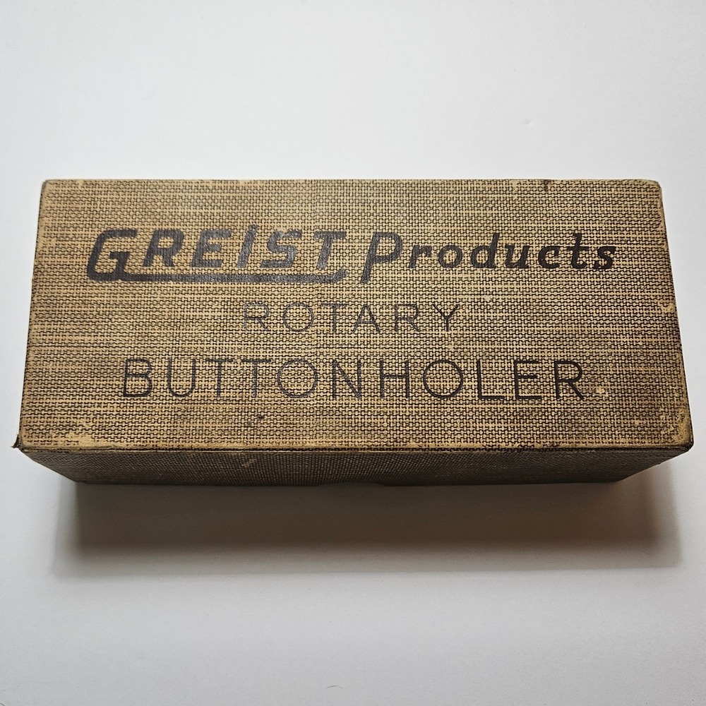 Vintage Greist Rotary Buttonholer Sewing Machine Attachment with Box & Templates
